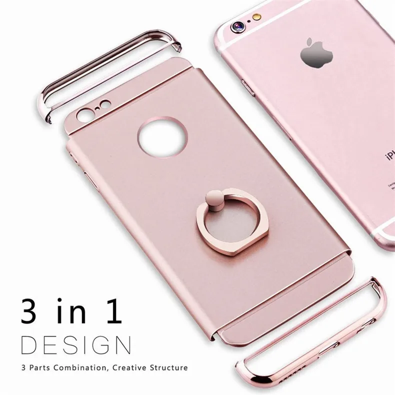 Чехол из розового золота для iPhone 7, 8 Plus, X, XR, XS Max, Жесткий Чехол из поликарбоната с кольцом для APPLE 6, 6 S, противоударный чехол для телефона, Coque для женщин