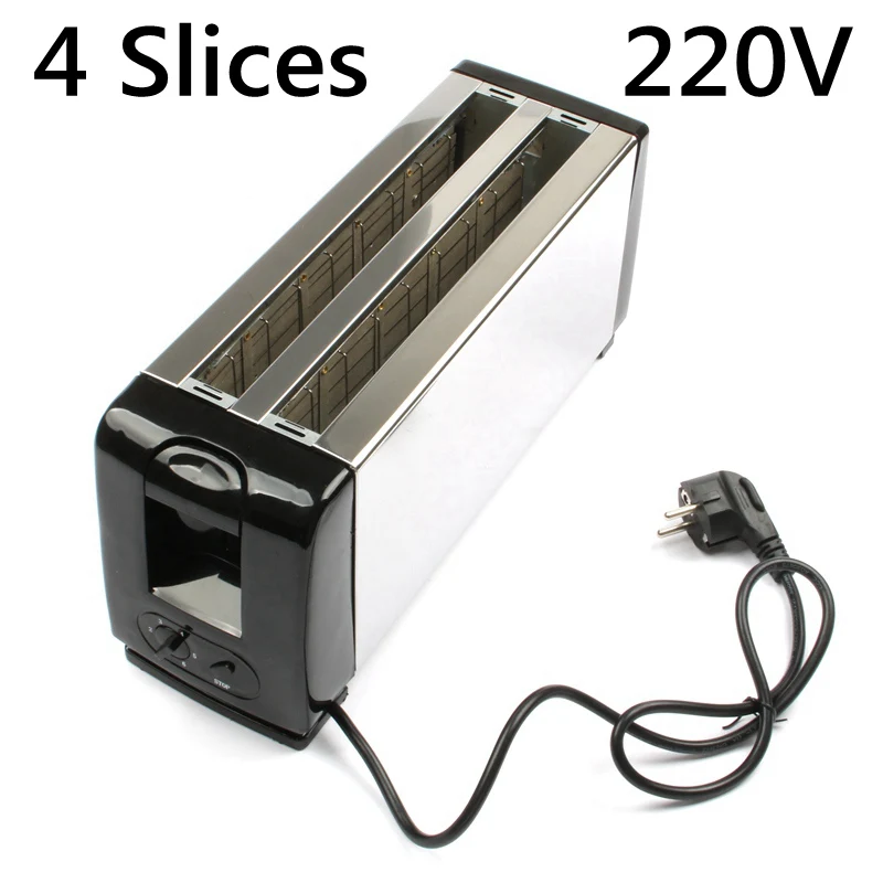 4 Slices 220V DMWD Многофункциональный 110 В/220 В 4 слота тостер бытовой автоматический хлеб выпечки из нержавеющей стали тостер печь для завтрака - Цвет: 4 Slices 220V