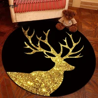 Zeegle Elk Printed Round Carpet For Living Room Kids Bedroom Rug Non-slip Computer Chair Floor Mats Door Mat