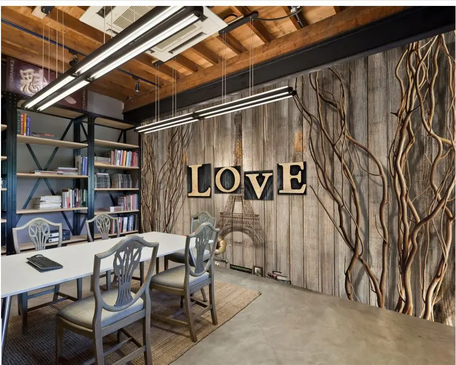 Home Decoration 3d bathroom wallpaper Retro nostalgic wood LOVE wallpapers for living room wall murals | Обустройство дома