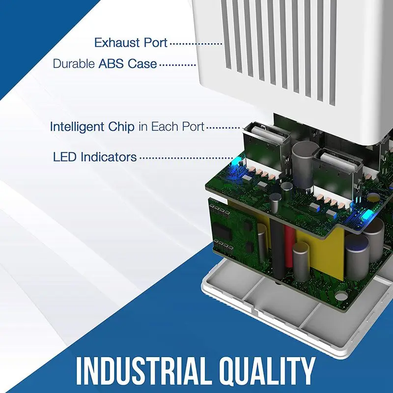 60 Вт (12 ампер) 10-портовое семейное настольное устройство быстрой зарядки USB. Умное