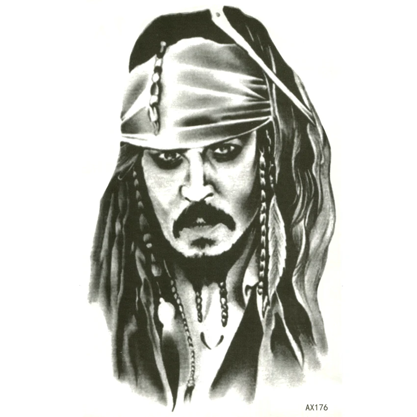 Водостойкая Временная тату наклейка Captain Jack Sparrow пиратов Карибского моря боди арт