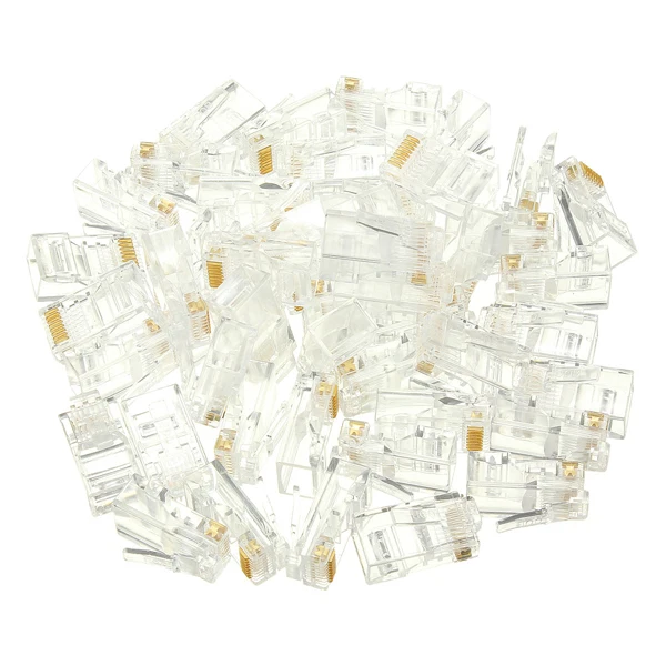 50 шт. RJ45 RJ-45 CAT6 Модульная кабельная Головка Разъем Ethernet позолоченный сетевой разъем позолоченные провода более высокий сигнал
