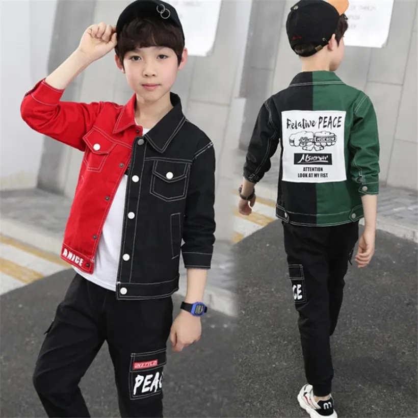 Children Clothing Sets Autumn Sport Suit Kids Boys Clothes long Sleeve Set Costume For Jacket+Tshirt+Jeans 3Pcs |