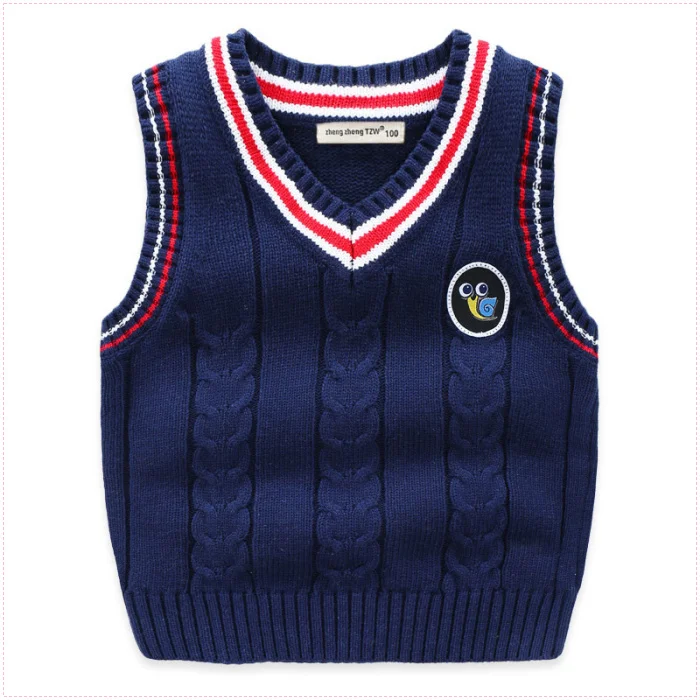 Детская одежда для детей 1-11 лет; свитер; жилет; roupas infantis; Одежда для мальчиков в школьном стиле; вязаные жилеты с круглым вырезом; жилеты для девочек