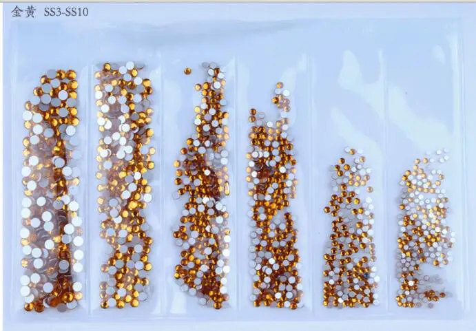Topaz 1440 шт SS 3 4 5 6 8 10 смешивания Размеры Стразы для ногтей круглый Crystal AB Ясно Nail Кристалл страз плоской задней самоклеющиеся камни - Цвет: Topaz