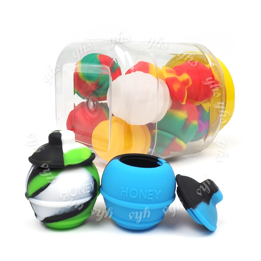 

12pcs 35ml Silicone Container Storage Bottle jar Silicone Honey Pots Containers Concentrate for Oil Wax Dab with Storage tank