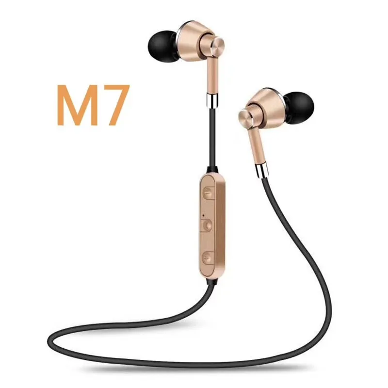 M7 магнитные Bluetooth наушники стерео Беспроводные спортивные наушники-вкладыши наушники для iPhone samsung huawei Xiaomi Mix 2 - Цвет: Gold