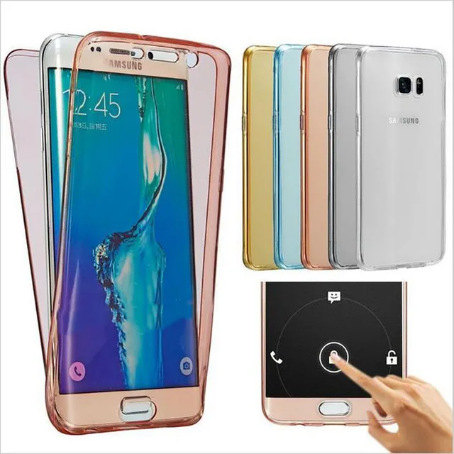 Чехол с полным покрытием 360 градусов из мягкого ТПУ Smaung Galaxy S6 S7 Edge S8 S9 S10 Plus J3 J5 J7 A3 A5