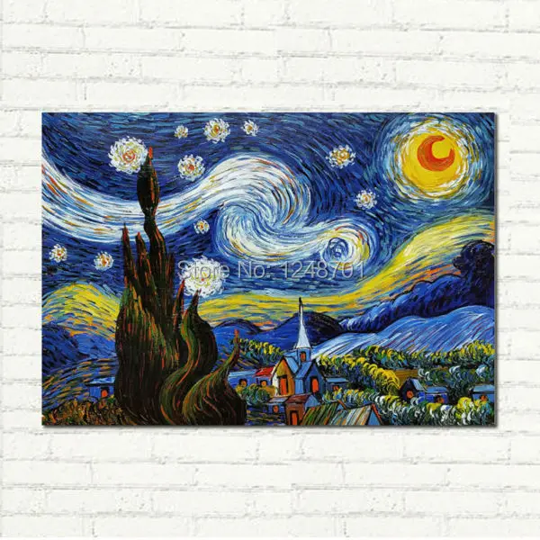 

Famous Art Replicate Starry Night By Van Gogh - Museum Quality Hand Painted Impressionist Oil Painting On Canvas
