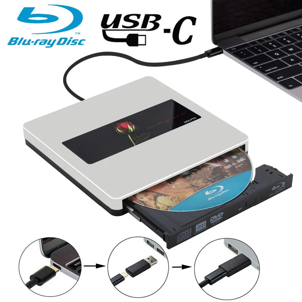 USB C внешний Bluray Drive NOLYTH USB3.0 Внешний Blu Ray BD Burner Writer для MacBook Pro/Air/ноутбука/ПК/Windows
