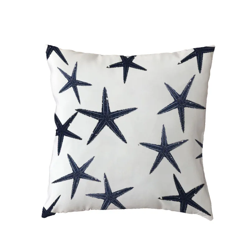 Синяя Геометрическая серия белая наволочка якоря Морская звезда подушка чехол s
