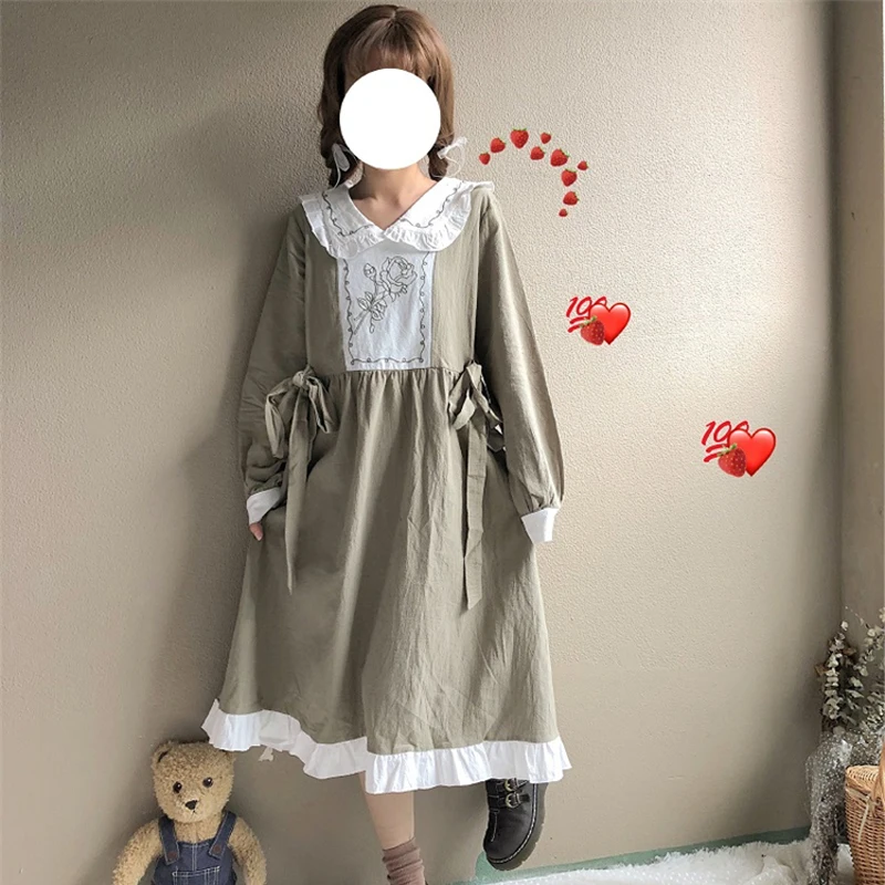 Весеннее Платье женское Новое японское милое Ретро свободное платье с