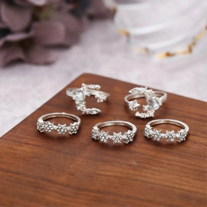 Timlee R045 Бесплатная доставка Новые милые Ретро Звезды Луна Стразы кольца на палец 5