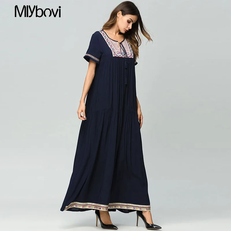Мусульманское длинное платье макси с аппликацией Средний Восток женское