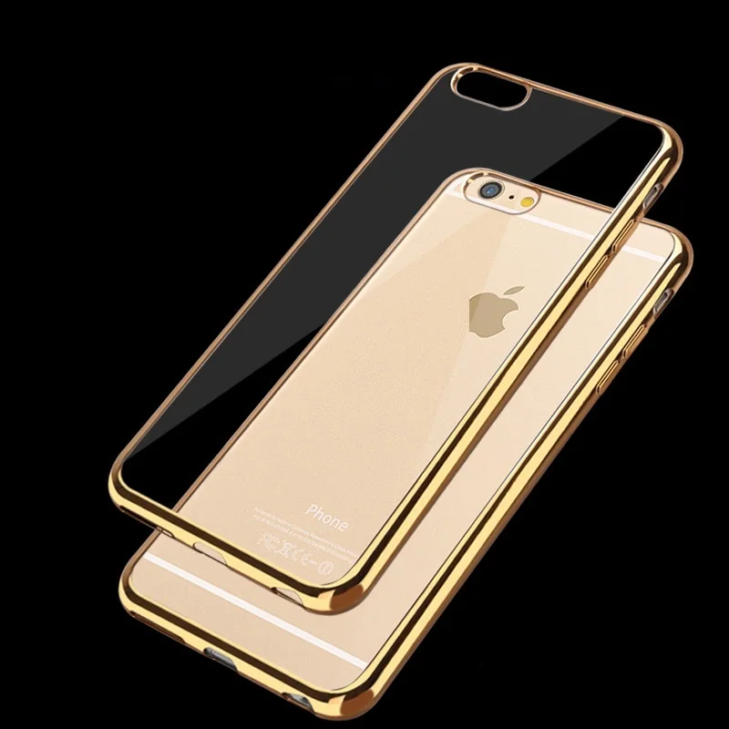 Luxury Case for iPhone 6s 6 7 Plus 5s 5 SE Cover Plating TPU Soft Rose Gold Silver Gray Fundas Funda Apple s |