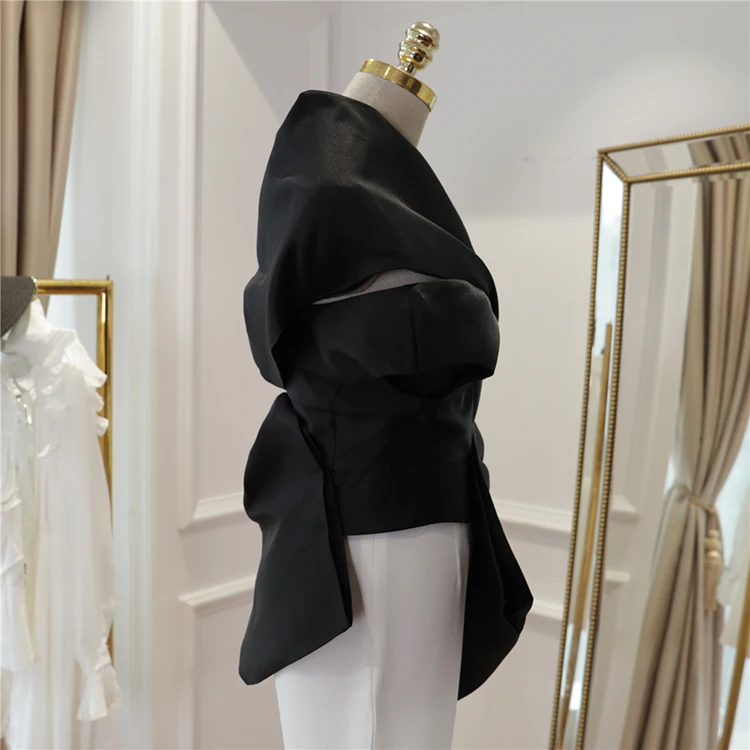 HIGH STREET стильный подиумный костюм набор женский с большим бантом на Одно Плечо Топы расклешенные брюки набор