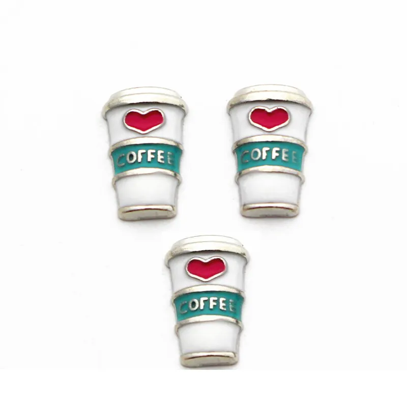 Горячая продажа 10 шт./лот кофе серебро плавающие амулеты живое стекло память