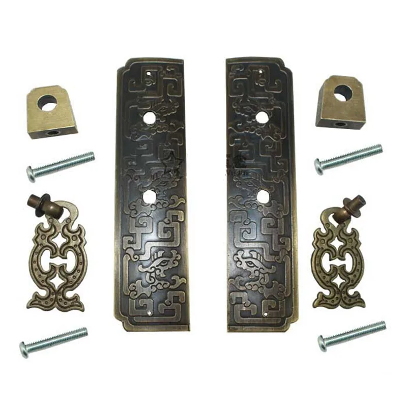 Латунный набор фурнитуры античный деревянный ящик защелка + Тяговая ручка петли