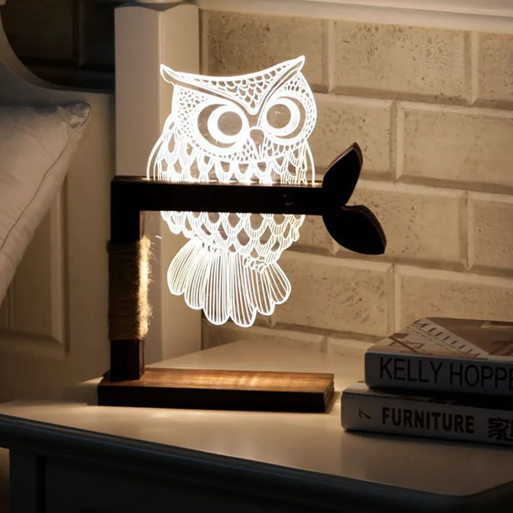 3D USB Powered LED Animal Owl Dimmable Night Light Bedroom Table Decor Lamp Gift | Освещение