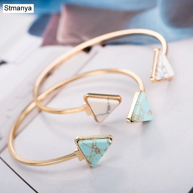 2 шт./лот браслет австрийского хрусталя из натурального камня зеленого и белого цветов в виде геометрических