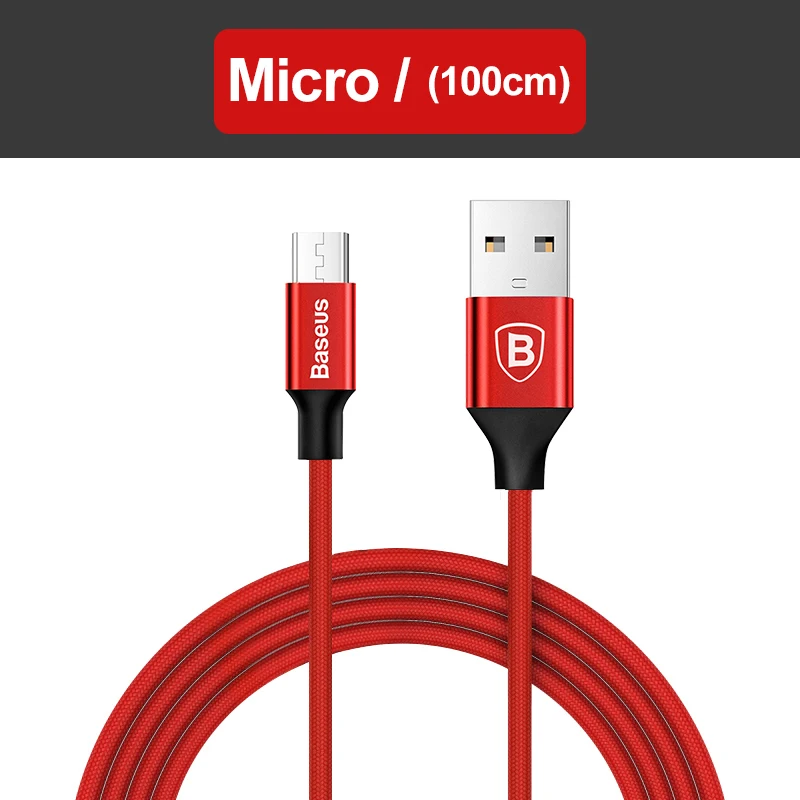 Micro Red Baseus 3 в 1 USB кабель для iPhone samsung Xiaomi мульти Быстрая зарядка микро USB кабель 2 в 1 мобильный телефон usb type C кабель - Цвет: Micro Red