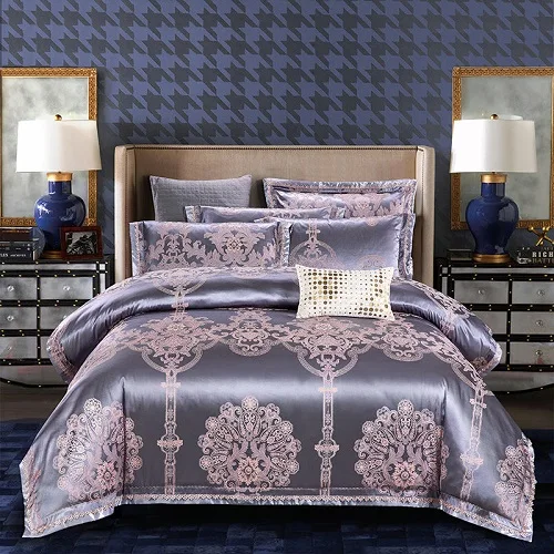 bedding set 2 4 шт., роскошный Шелковый сатиновый Комплект постельного белья премиум класса, постельное белье King queen, простыня, простыня, набор пододеяльников, Комплект постельного белья, наволочки - Цвет: bedding set 2