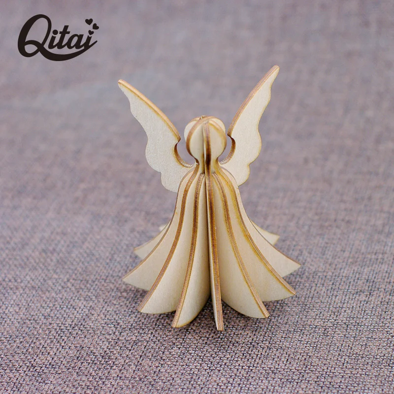 

Деревянная форма ангела QITAI 1 шт. модный шпон винтажное украшение деревянного крыла DIY Скрапбукинг аксессуары для украшения дома WF209