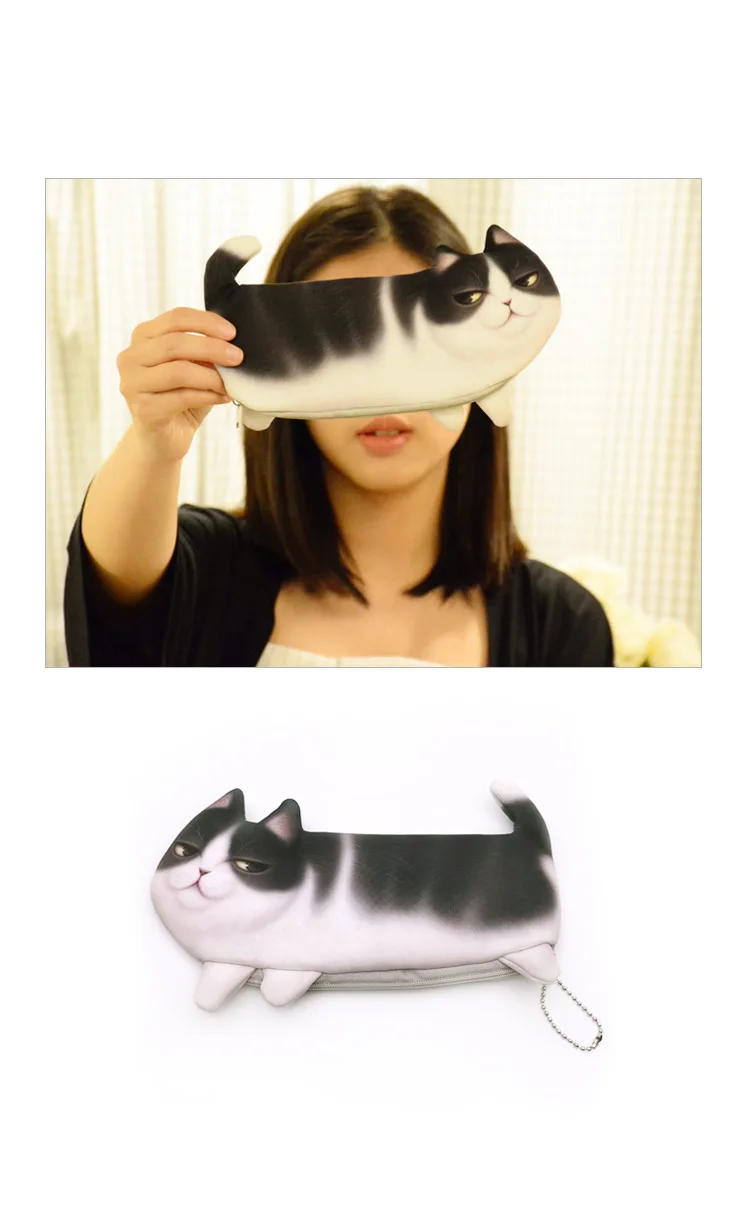 11,11 3D Забавный чехол-карандаш с котом, Полиэстеровые Пеналы, сумки Kawaii для мальчиков и девочек, вместительные школьные принадлежности, канцелярские принадлежности, косметичка, новинка