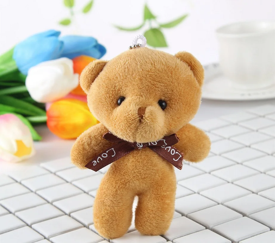 Кофе Горячая 13 см детские мягкие игрушки животные пушистый медведь плюшевый медведь милая сумка в виде плюшевой игрушки плюшевый брелок автомобильный держатель для ключей кукла-подвеска - Цвет: Кофе