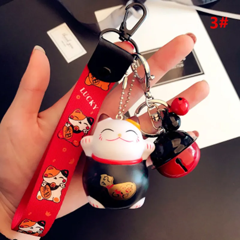 Color 3 1 шт. Фортуна брелок Кот Лаки манящий Кот колокольчик-брелок мультфильм брелок животное автомобиль Висячие ювелирные изделия подарок YLM9730 - Цвет: Color 3