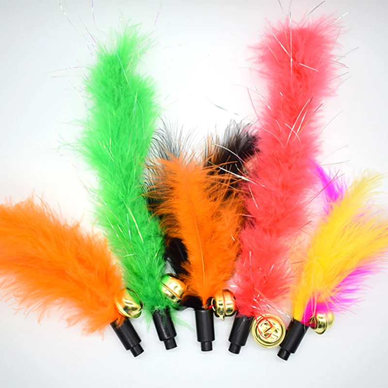 

1pcs/Lot Plush Feather Bell Rod Toy for Cat Wholesale Teaser Multi Soft Colorful Pet Kitten Funny Playing Interactive