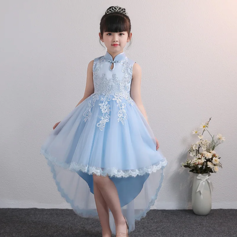 Summer dress stand collar evening children clothing flower girl for wedding clothes princess baby costume | Детская одежда и обувь