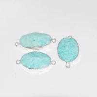 natural amazonite stone pendant jewelry making 2020 women large green face 2 loop gem stones connector as gifts new style