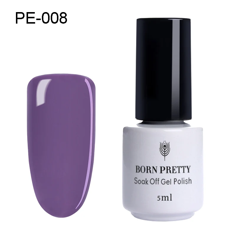 Purple 008 BORN PRETTY/УФ-Гель-лак для ногтей красного, кофейного, фиолетового цвета, много серий, чистый цвет, отмачиваемый Гель-лак для ногтей, Гель-лак для ногтей 5 мл - Цвет: Purple 008