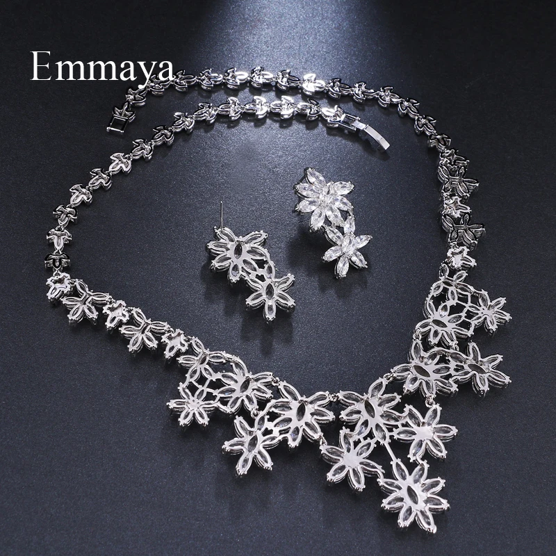 Emmaya модный бренд AAA Циркон снежинка кулон кристалл серьги ожерелье набор для женщин популярный свадебный ювелирный набор подарок