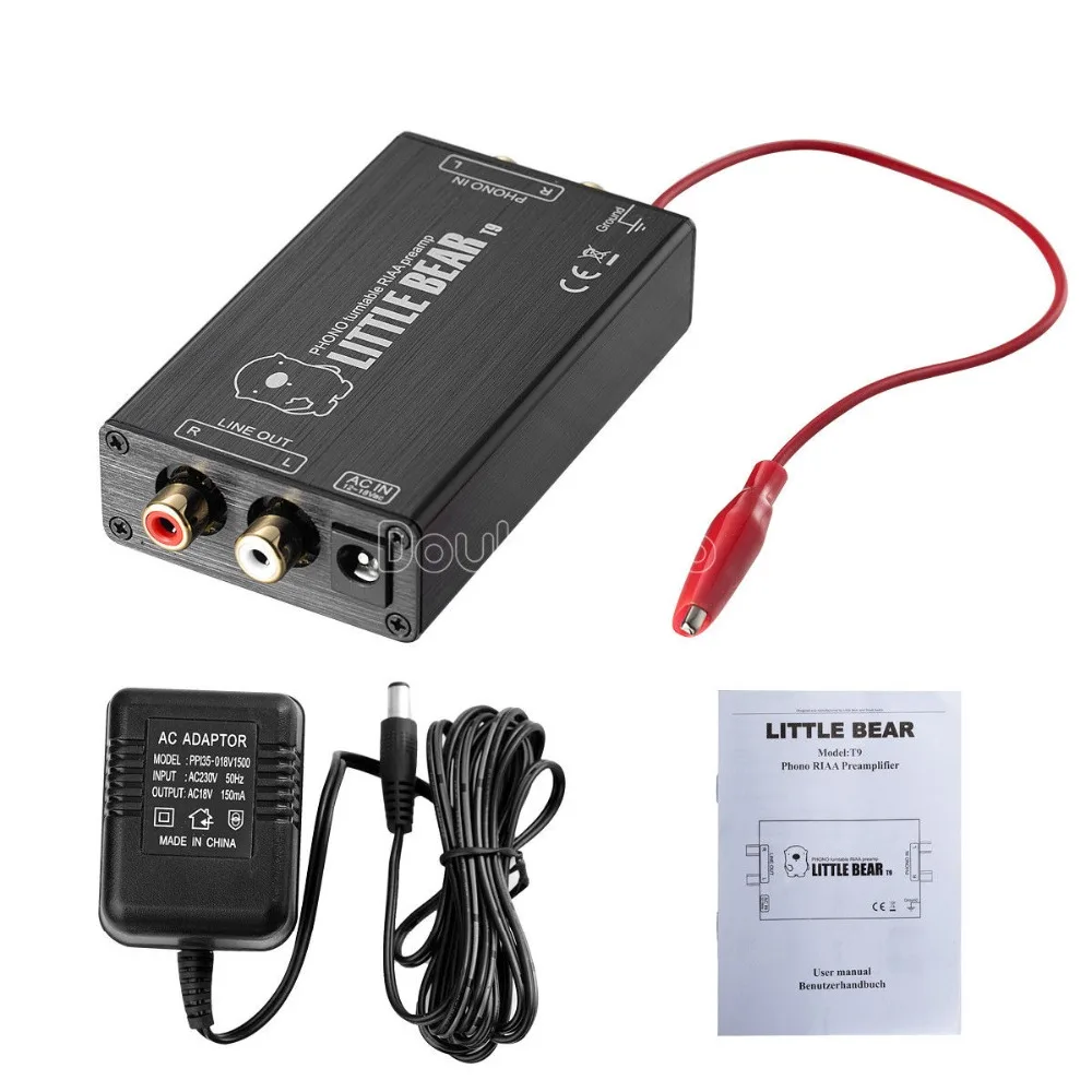 Douk audio Little Bear T9 мини-усилитель Phono Предварительный усилитель мм проигрыватель RIAA аудио HiFi стереоусилитель Черный