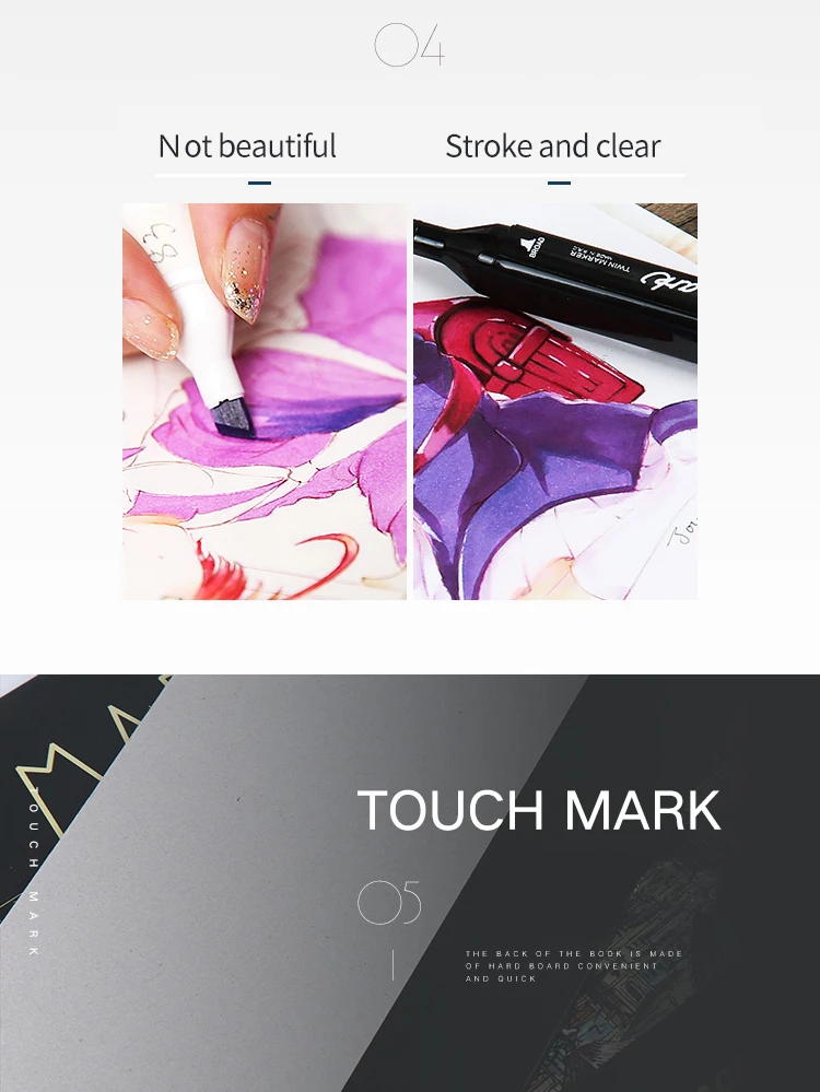TOUCHMARK A3 A4 Marker Pad 30 Sheets Professional No Penetration Paper Drawing Album Sketchbook For Student Artists Art Supplies