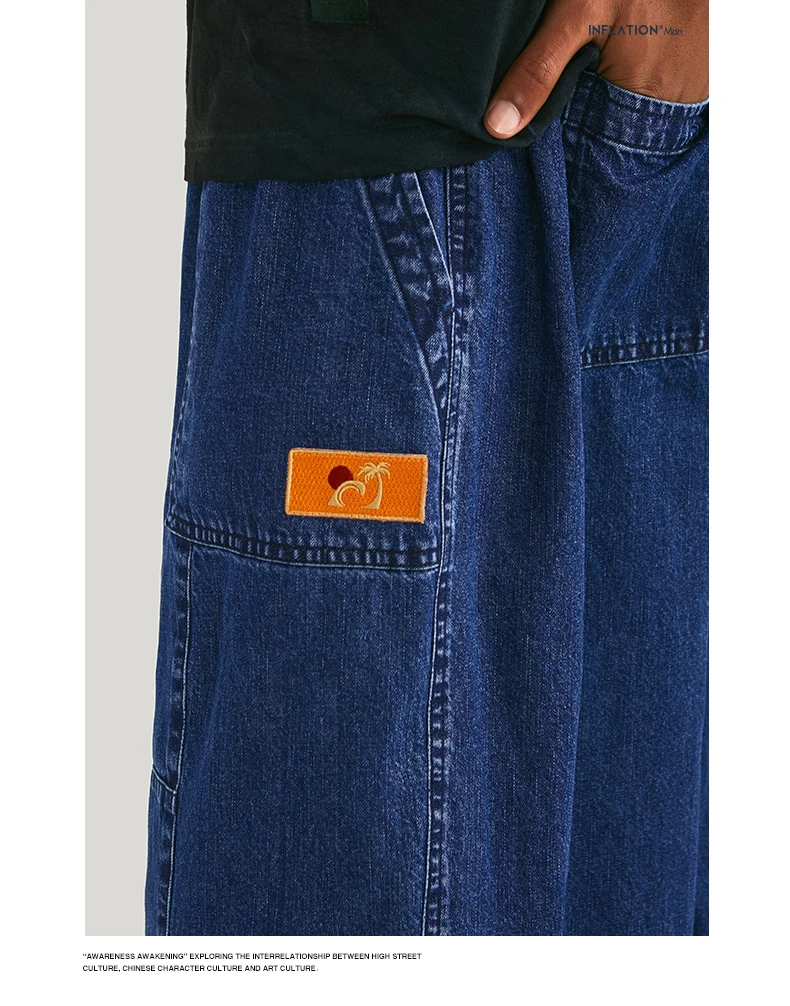 INFLATION Autumn New Hip Hop Mens Jeans Old Style Denim Jeans Pants Hip Hop Baggy Jeans Loose Straight Jeans Pants 93340W