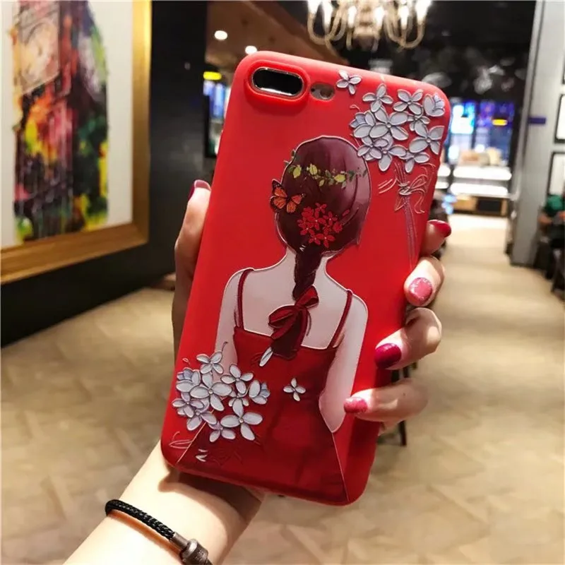 Для iPhone 8 Plus XS Модный китайский новогодний красный чехол с рисунком кота Мягкий
