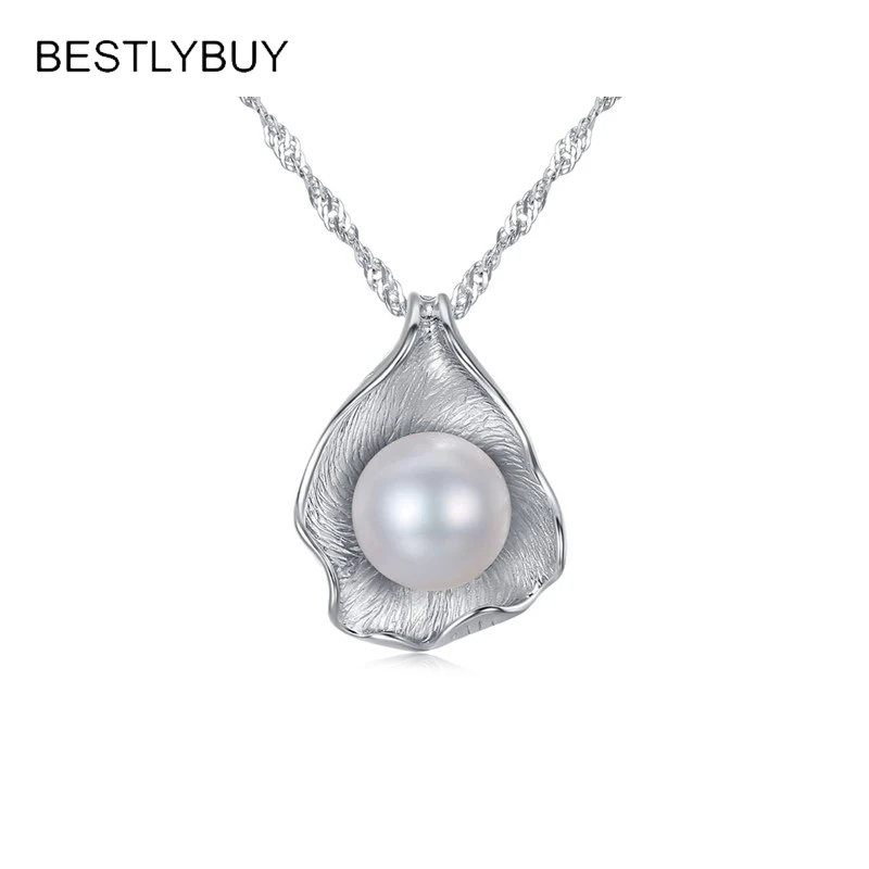 

BESTLYBUY Настоящее серебро 925 пробы ожерелье натуральный культивированный пресноводный жемчуг кулон женское ожерелье ювелирные изделия