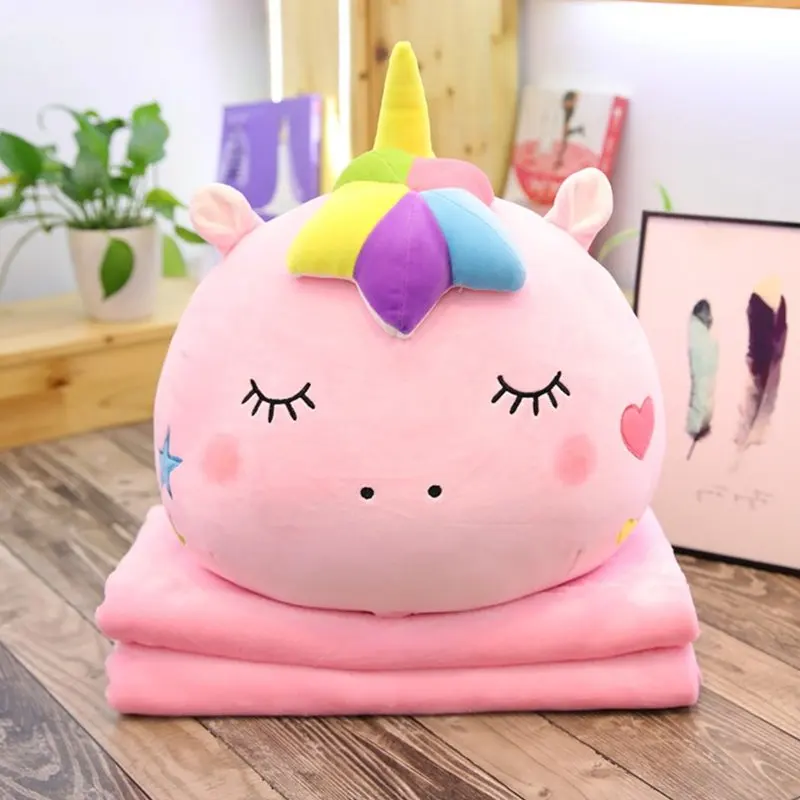 40 см Kawaii Плюшевый единорог мягкая подушка одеяло мягкий коралловый флис