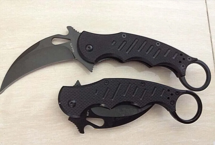 Karambit Складной нож 440C Лезвие G10 Ручка для тренировок на открытом воздухе Когти для кемпинга охоты карманные спасательные ножи для выживания EDC инструменты - Цвет: Черный