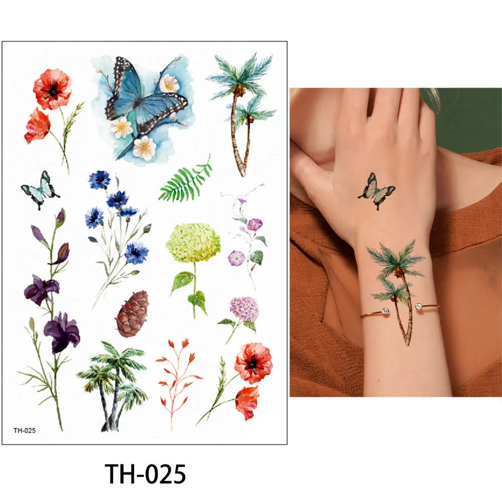 14,8*21 см glaryyears 24 дизайна 1 лист DIY крохотный цветок татуировка животных TH Временное Тело шеи руки ноги назад искусство тату Stikcer - Цвет: TH-025