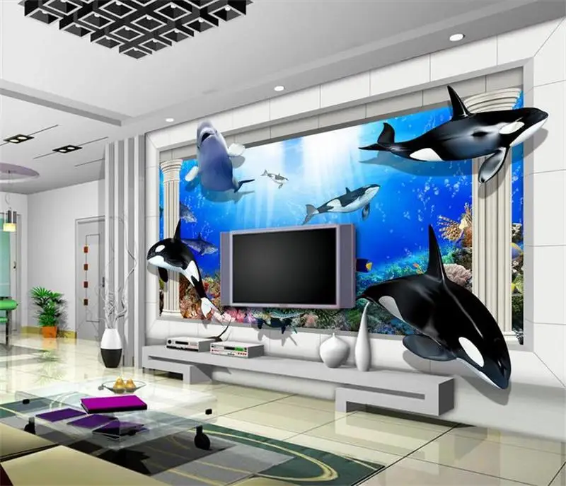 3d обои для комнаты на заказ фрески нетканые настенные стикеры подводный дворец