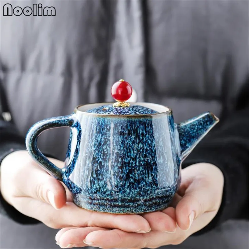Керамический чайник ручной работы портативный фарфоровый с ручкой креативный