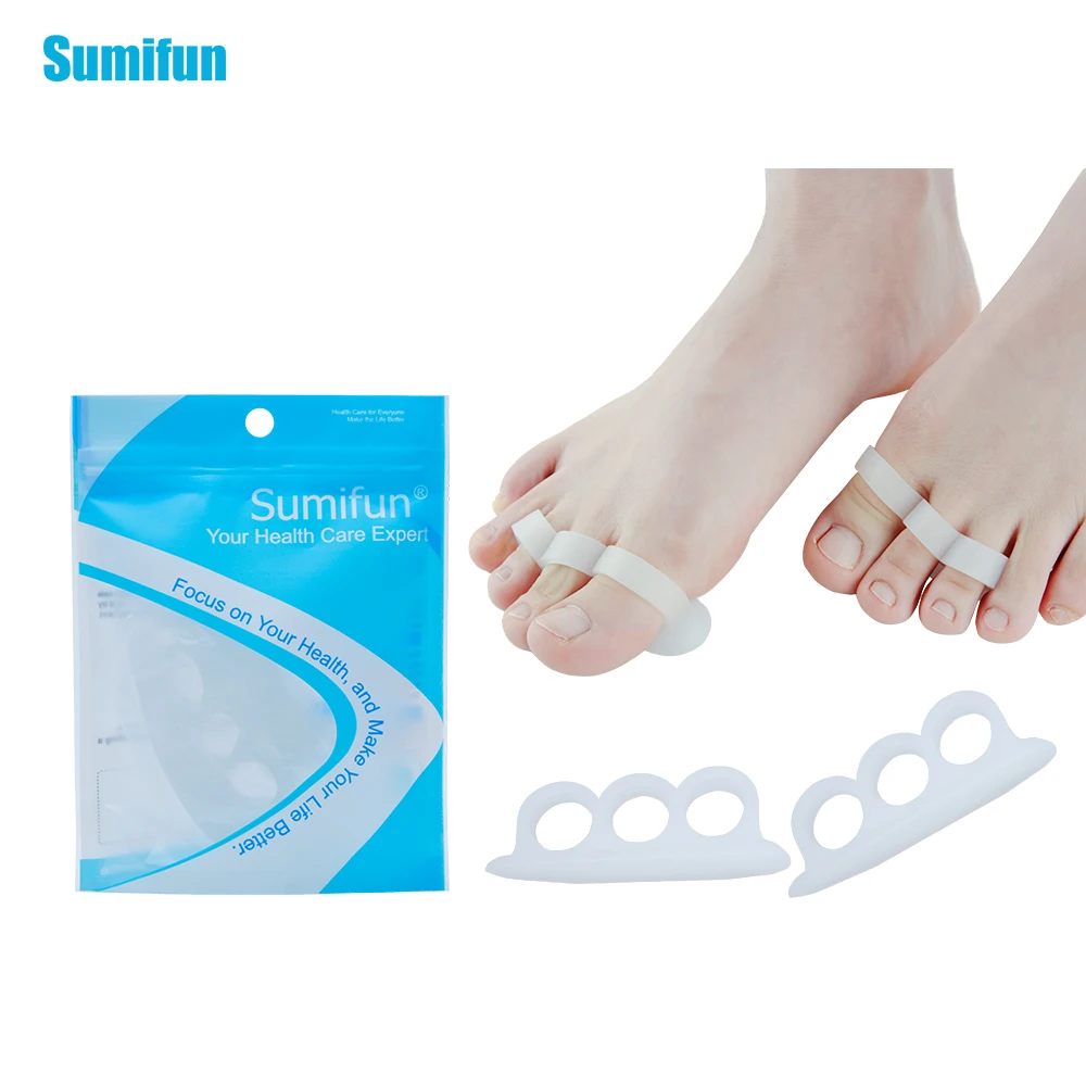 

2Pcs Silicone Gel Toe Finger Separator Feet Care Braces Supports Tools Bunion Guard Hallux Valgus Foot Massager Pain Relief C134