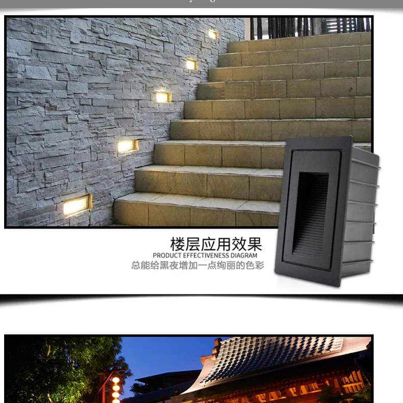 Черный/белый led Лестница 2w палубный светильник 105*60*55mm