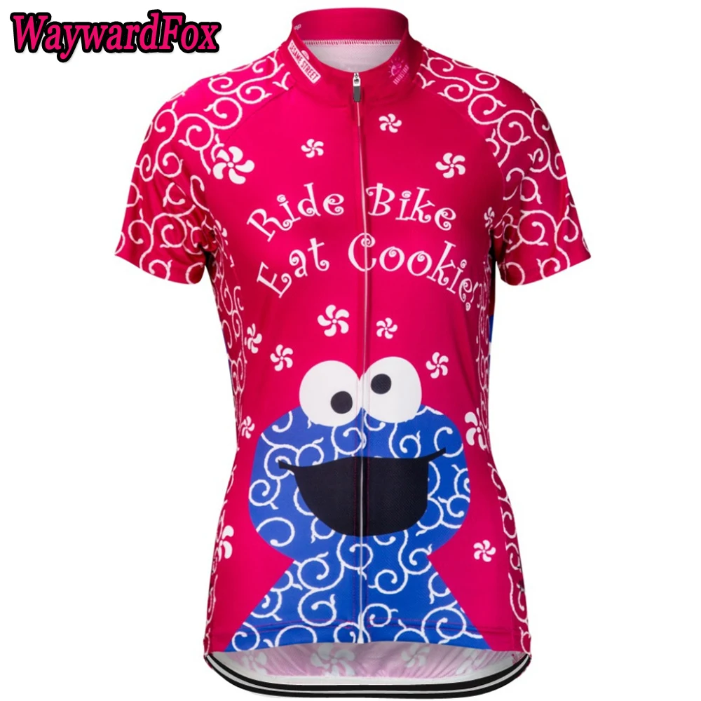 Новинка 2017 летняя женская велосипедная футболка милый мультяшный красный цвет