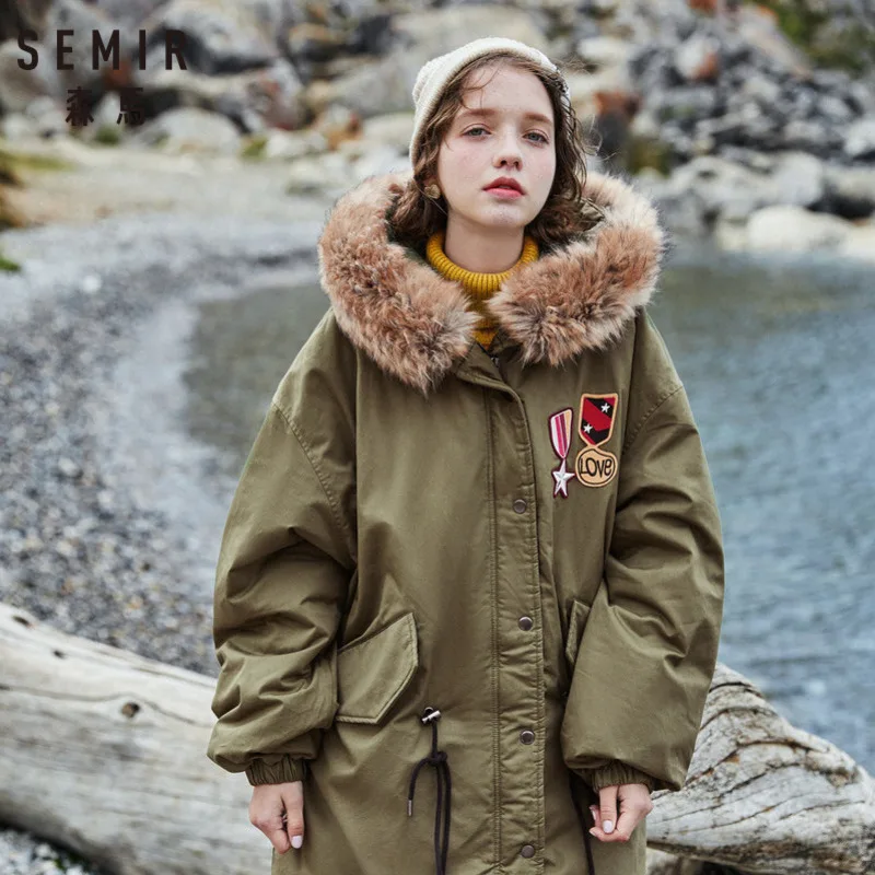 SEMIR Женская 100% хлопчатобумажная с мягкой набивкой парка капюшоном со съемной